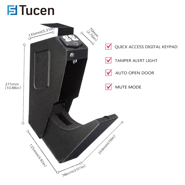 QV0101E SafeTucen Quick Access Handgun Biometric Fingerprint Under Desk Safe Box