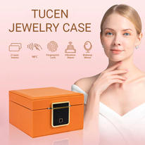 Custom Leather Jewelry Storage steel Case Organizer small Fingerprint Jewelry Safe Box for Women