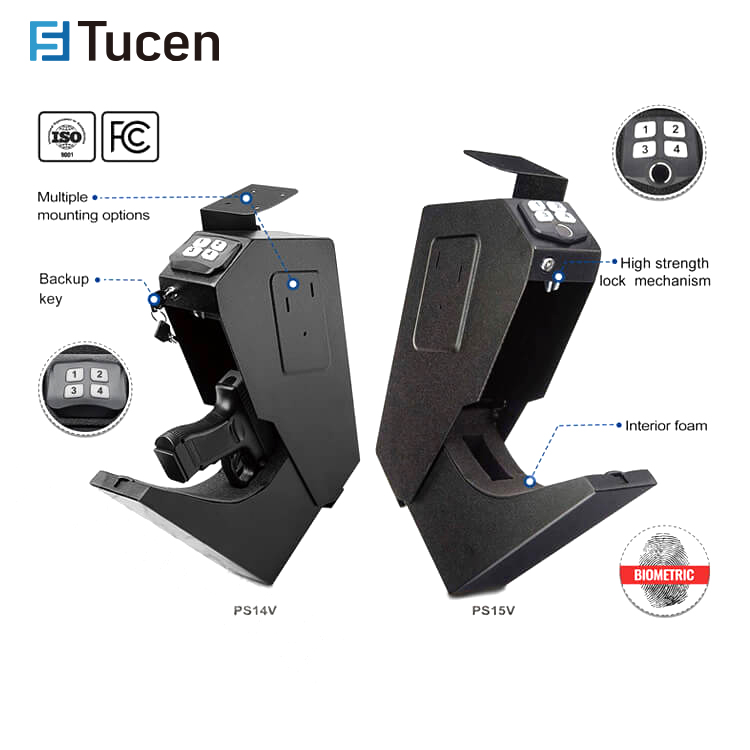 QV0101E SafeTucen Quick Access Handgun Biometric Fingerprint Under Desk Safe Box
