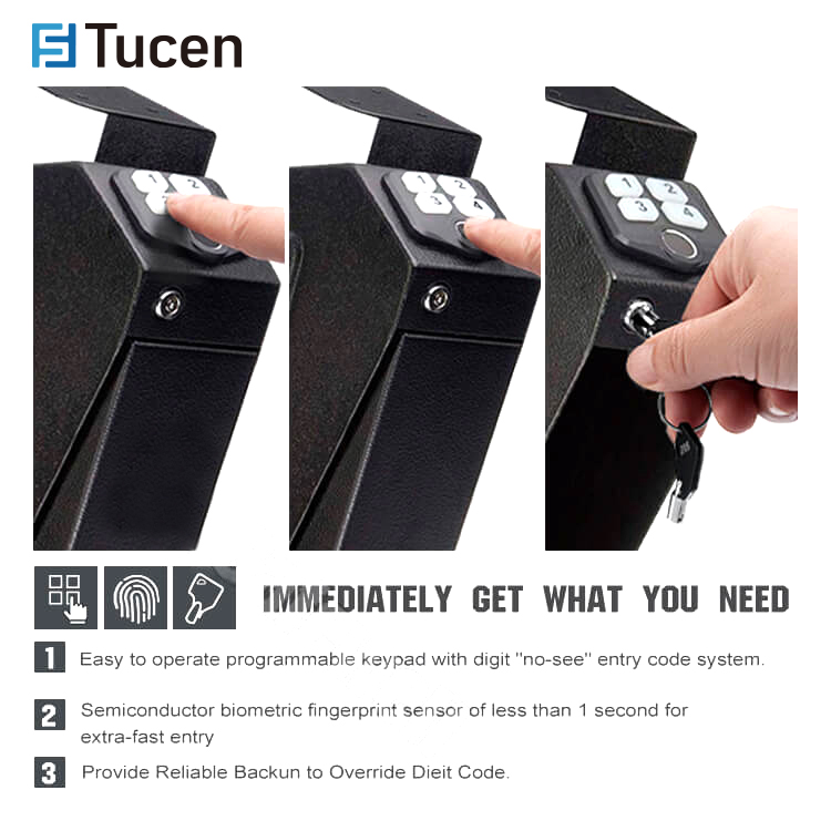 QV0101E SafeTucen Quick Access Handgun Biometric Fingerprint Under Desk Safe Box